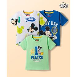 Babyhug Disney Single Jersey Knit Half Sleeves T-Shirts With Mickey Mouse Graphics Pack of 3 - Multicolor