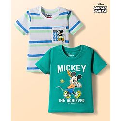Babyhug Disney Single Jersey Knit Half Sleeves T-Shirts With Mickey Mouse Graphics Pack of 2 - Multicolor