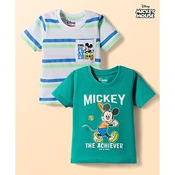 Babyhug Disney Single Jersey Knit Half Sleeves T-Shirts With Mickey Mouse Graphics Pack of 2 - Multicolor