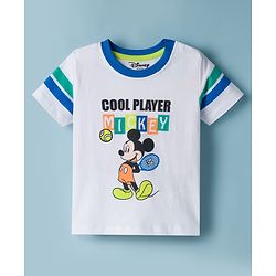 Babyhug Disney Single Jersey Knit Half Sleeves T-Shirt with Mickey Mouse Graphics - White