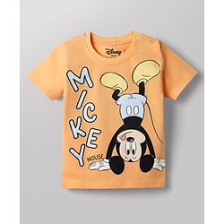 Babyhug Disney Cotton Knit T-Shirt with Mickey Mouse Graphic Half Sleeves Round Neck Multi Color 3-6 Months Pack of 2