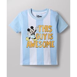 Babyhug Disney Cotton Knit T-Shirt with Mickey Mouse Graphic Half Sleeves Round Neck Multi Color 3-6 Months Pack of 2