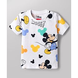 Babyhug Disney Single Jersey Knit Half Sleeves T-Shirts & Shorts Co-ord Night Suit with Mickey Mouse Graphics - Multicolor
