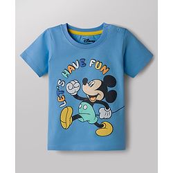 Babyhug Disney Single Jersey Knit Half Sleeves T-Shirts & Shorts Co-ord Night Suit with Mickey Mouse Graphics - Multicolor