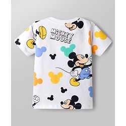 Babyhug Disney Single Jersey Knit Half Sleeves T-Shirts & Shorts Co-ord Night Suit with Mickey Mouse Graphics - Multicolor