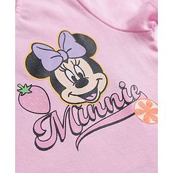 Babyhug Disney Single Jersey Knit Half Sleeves T-Shirt with Front & Back Minnie Mouse Graphics - Pink