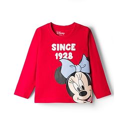 Babyhug Disney Single Jersey Knit Full Sleeves T-Shirt & Pyjama Night-Suit With Minnie Mouse Graphics - Red