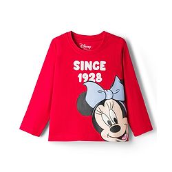 Babyhug Disney Single Jersey Knit Full Sleeves T-Shirt & Pyjama Night-Suit With Minnie Mouse Graphics - Red
