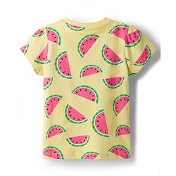 Babyhug Cotton Knit Half Sleeves Co-ords T-Shirt & Shorts Night Suit with Watermelon Print - Yellow