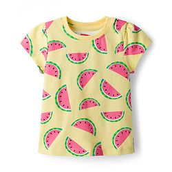 Babyhug Cotton Knit Half Sleeves Co-ords T-Shirt & Shorts Night Suit with Watermelon Print - Yellow