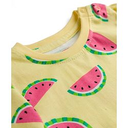 Babyhug Cotton Knit Half Sleeves Co-ords T-Shirt & Shorts Night Suit with Watermelon Print - Yellow