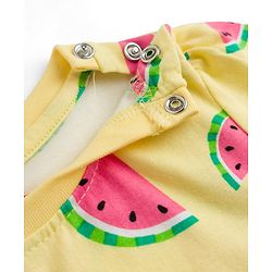 Babyhug Cotton Knit Half Sleeves Co-ords T-Shirt & Shorts Night Suit with Watermelon Print - Yellow
