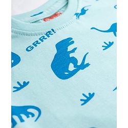 Babyhug Cotton Knit Half Sleeves Co-ords T-Shirt & Shorts Night Suit with Dino Print - Blue
