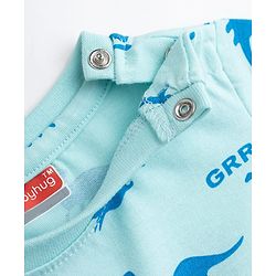 Babyhug Cotton Knit Half Sleeves Co-ords T-Shirt & Shorts Night Suit with Dino Print - Blue