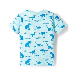 Babyhug Cotton Knit Half Sleeves Co-ords T-Shirt & Shorts Night Suit with Dino Print - Blue