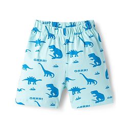Babyhug Cotton Knit Half Sleeves Co-ords T-Shirt & Shorts Night Suit with Dino Print - Blue