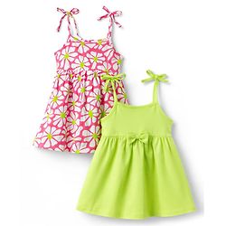 Babyhug Cotton Knit One Piece Dresses/Frocks with Bow Multi Color 12-18 Months Pack of 2