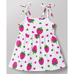 Babyhug Single Jersey Knit Sleeveless Strawberry & Hearts Printed Frocks Pack Of 2 - Multicolor