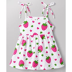 Babyhug Single Jersey Knit Sleeveless Strawberry & Hearts Printed Frocks Pack Of 2 - Multicolor