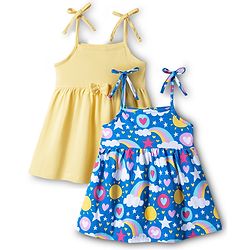 Babyhug Cotton Knit One Piece Dresses/Frocks with Shoulder Straps Multi Color 0-0 Months