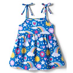 Babyhug Cotton Knit One Piece Dresses/Frocks with Shoulder Straps Multi Color 0-0 Months