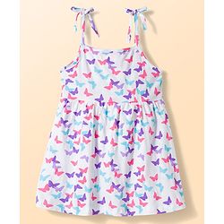 Babyhug Single Jersey Knit Sleeveless Fit & Flare Frock With Butterfly Print Pack of 2 - Multicolor