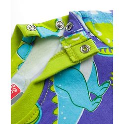 Babyhug Cotton Knit Full Sleeves Dino Printed T-Shirt & Pyjama Co-Ord  Night Suit - Green & Navy Blue