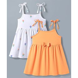 Babyhug Single Jersey Knit Sleeveless Fit & Flare Frock With Floral Print Pack of 2 - Multicolor
