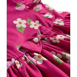 Babyhug 100% Cotton Knit Frill Sleeves Strawberry & Floral Printed Onesies with Headband & Booties - Red
