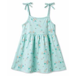 Babyhug Cotton Knit Sleeveless Frock Style Onesie with Headband, Booties, Mittens & Bow Print Multi Color 0-0 Months
