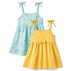 Babyhug Cotton Knit Sleeveless Frock Style Onesie with Headband, Booties, Mittens & Bow Print Multi Color 0-0 Months