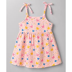 Babyhug Single Jersey Knit Sleeveless Butterfly & Polka Dots Printed Frocks Pack Of 2 - Multicolor