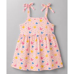 Babyhug Single Jersey Knit Sleeveless Butterfly & Polka Dots Printed Frocks Pack Of 2 - Multicolor