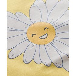 Babyhug Cotton Knit Half Sleeves Floral Printed T-Shirt & Capri Night Suit - Yellow