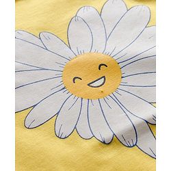 Babyhug Cotton Knit Half Sleeves Floral Printed T-Shirt & Capri Night Suit - Yellow