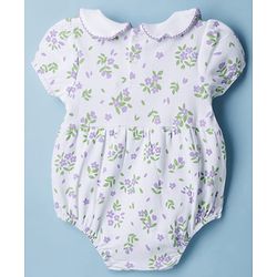 Babyhug 100 % Cotton Knit Half Sleeves Floral Printed Onesies with Hairband - White & Purple