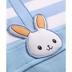 Babyhug 100% Cotton Knit Half Sleeves Striped Polo Romper with Bunny Applique - Multicolor