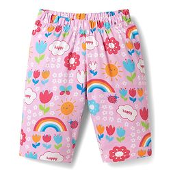 Babyhug Cotton Knit Half Sleeves Rainbow Printed Co-Ord T-Shirt & Capri Night Suit Set -Pink