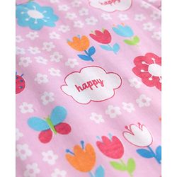 Babyhug Cotton Knit Half Sleeves Rainbow Printed Co-Ord T-Shirt & Capri Night Suit Set -Pink