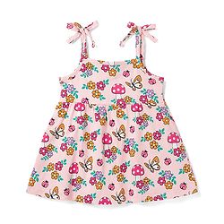 Babyhug 100% Cotton Single Jersey Knit Sleeveless Fit and Flare Frocks With Floral Print & Bow Applique Pack of 2 - Multicolor