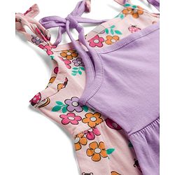 Babyhug 100% Cotton Single Jersey Knit Sleeveless Fit and Flare Frocks With Floral Print & Bow Applique Pack of 2 - Multicolor