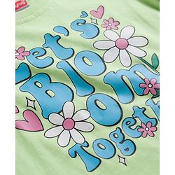 Babyhug Cotton Knit Half Sleeves T-Shirt & Shorts Night Suit With Floral Print - Green