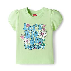 Babyhug Cotton Knit Half Sleeves T-Shirt & Shorts Night Suit With Floral Print - Green