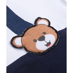 Babyhug 100% Cotton Knit Half Sleeves Romper with Friend Print & Patch Detailing - Navy Blue & White