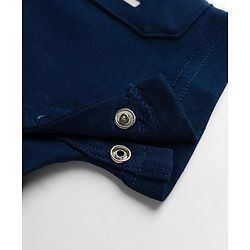 Babyhug 100% Cotton Knit Half Sleeves Romper with Friend Print & Patch Detailing - Navy Blue & White