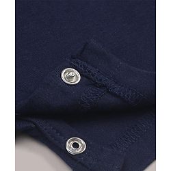 Babyhug 100% Cotton Knit Half Sleeves Romper with Friend Print & Patch Detailing - Navy Blue & White