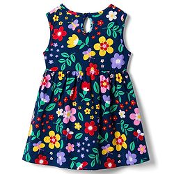 Babyhug Single Jersey Knit Sleeveless Frocks with Floral Print & Bow Applique Pack of 2 - Multicolor