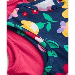 Babyhug Single Jersey Knit Sleeveless Frocks with Floral Print & Bow Applique Pack of 2 - Multicolor