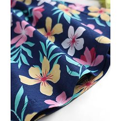 Babyhug 100% Cotton Knit One Piece Dresses with Sleeveless Styling & Floral Print Pack Of 2 - Red & Navy Blue