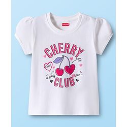 Babyhug Cotton Knit Half Sleeves T-Shirt & Shorts Night Suit with Cherry Print - White
